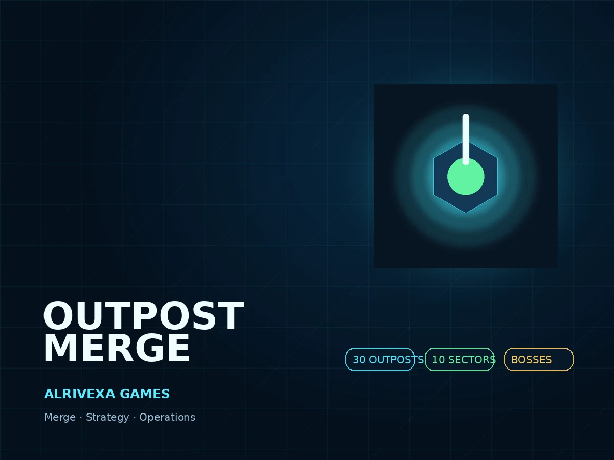 Arte de OUTPOST MERGE, primer título de ALRIVEXA Games