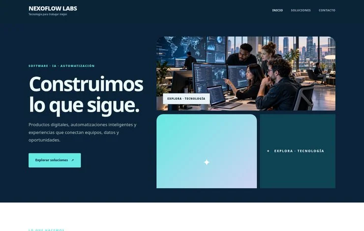 Vista de una plantilla tecnológica creada con ALRIVEXA Sites